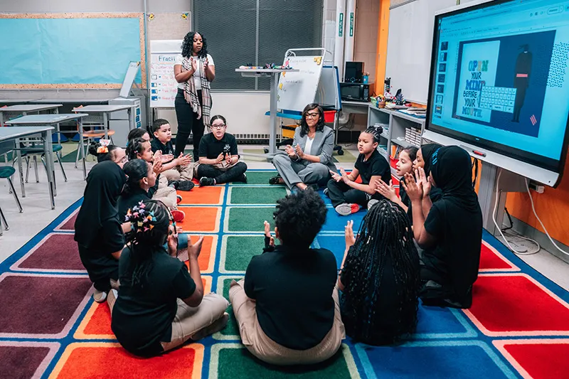 Nikki Polk with Potter-Thomas students